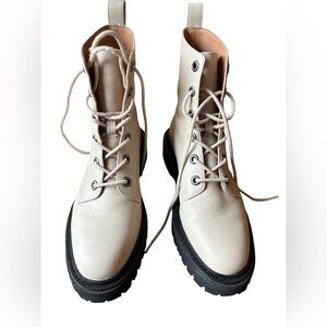 Madewell Cream Lace-Up Combat Boots